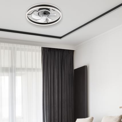 LED Regulowane oświetlenie sufitowe z wentylatorem APOLLO LED/38W/230V czarne + pilot do zdalnego sterowania