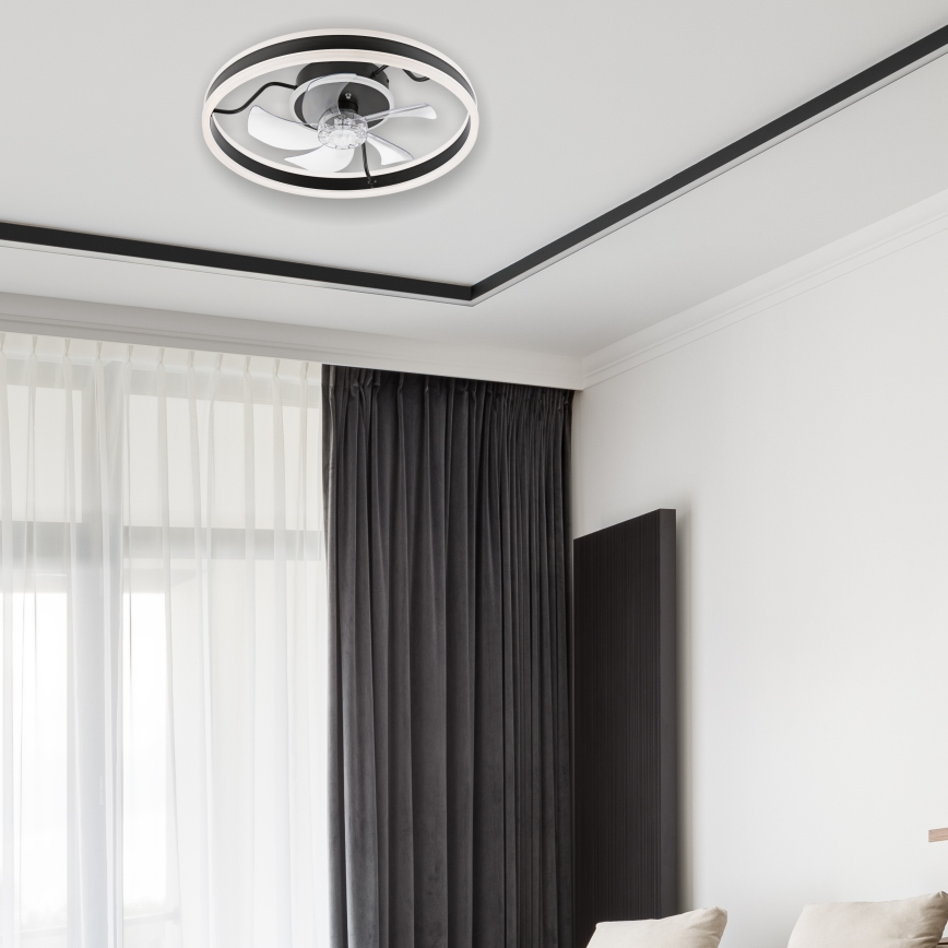 LED Regulowane oświetlenie sufitowe z wentylatorem APOLLO LED/38W/230V czarne + pilot do zdalnego sterowania