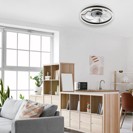 LED Regulowane oświetlenie sufitowe z wentylatorem APOLLO LED/38W/230V czarne + pilot do zdalnego sterowania