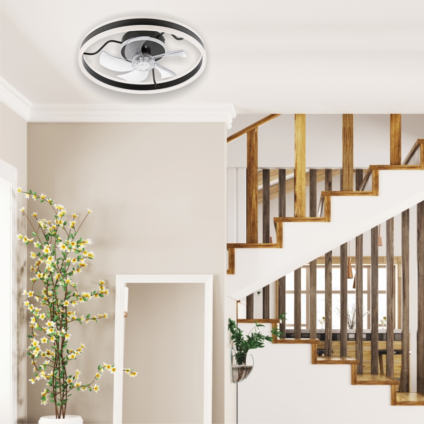 LED Regulowane oświetlenie sufitowe z wentylatorem APOLLO LED/38W/230V czarne + pilot do zdalnego sterowania