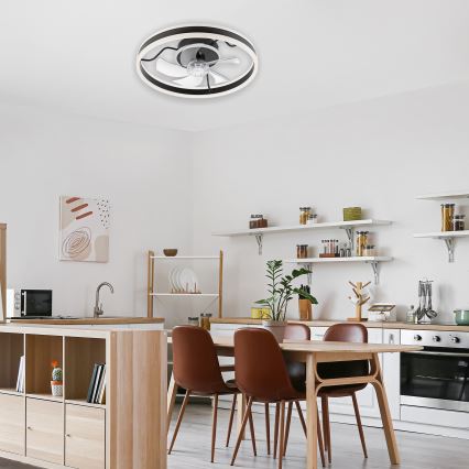 LED Regulowane oświetlenie sufitowe z wentylatorem APOLLO LED/38W/230V czarne + pilot do zdalnego sterowania