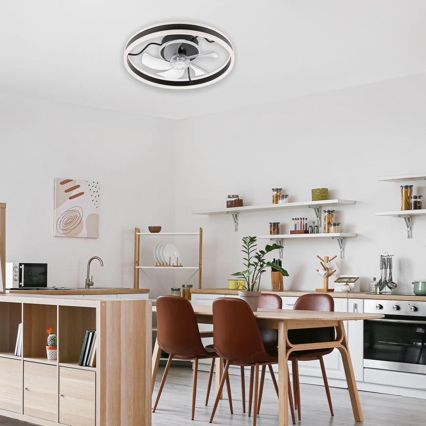 LED Regulowane oświetlenie sufitowe z wentylatorem APOLLO LED/38W/230V czarne + pilot do zdalnego sterowania