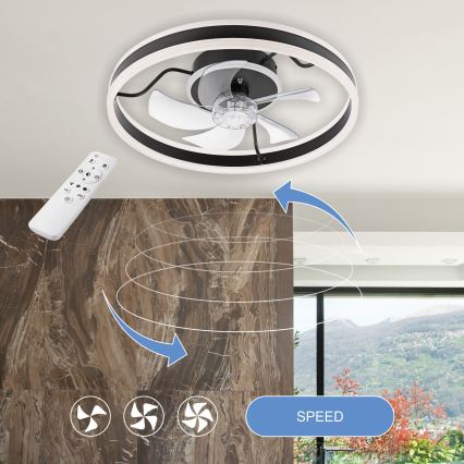 LED Regulowane oświetlenie sufitowe z wentylatorem APOLLO LED/38W/230V czarne + pilot do zdalnego sterowania