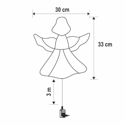 LED świąteczna dekoracja do okna 35xLED/3xAA IP44 anioł ciepła biała