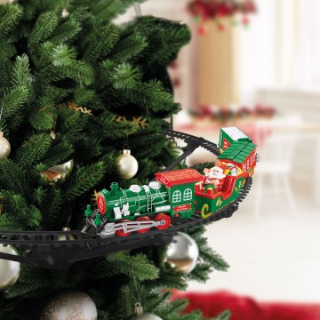 LED Świąteczna dekoracja LED/2xAA o średnicy 80 cm pociąg na choinkę