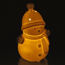LED Świąteczna dekoracja z porcelany LED/3xLR44 bałwan