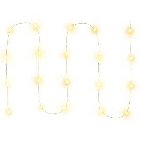 LED Świąteczny łańcuch 20×LED/2xAA 2,3m ciepła biel