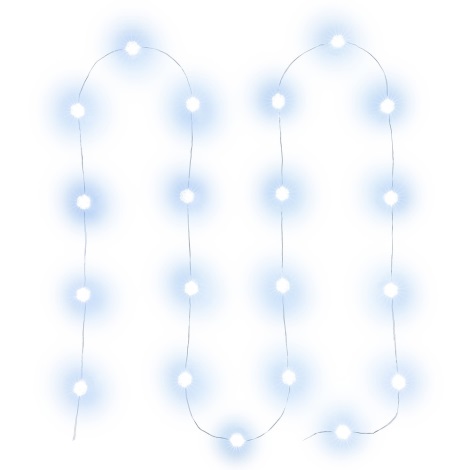LED świąteczny łańcuch 20×LED/2xAA 2,3m zimna biel