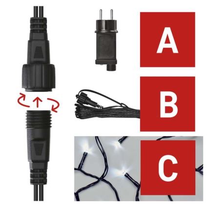 LED świąteczny łańcuch świetlny zewnętrzny 100xLED/15m IP44 zimna biel