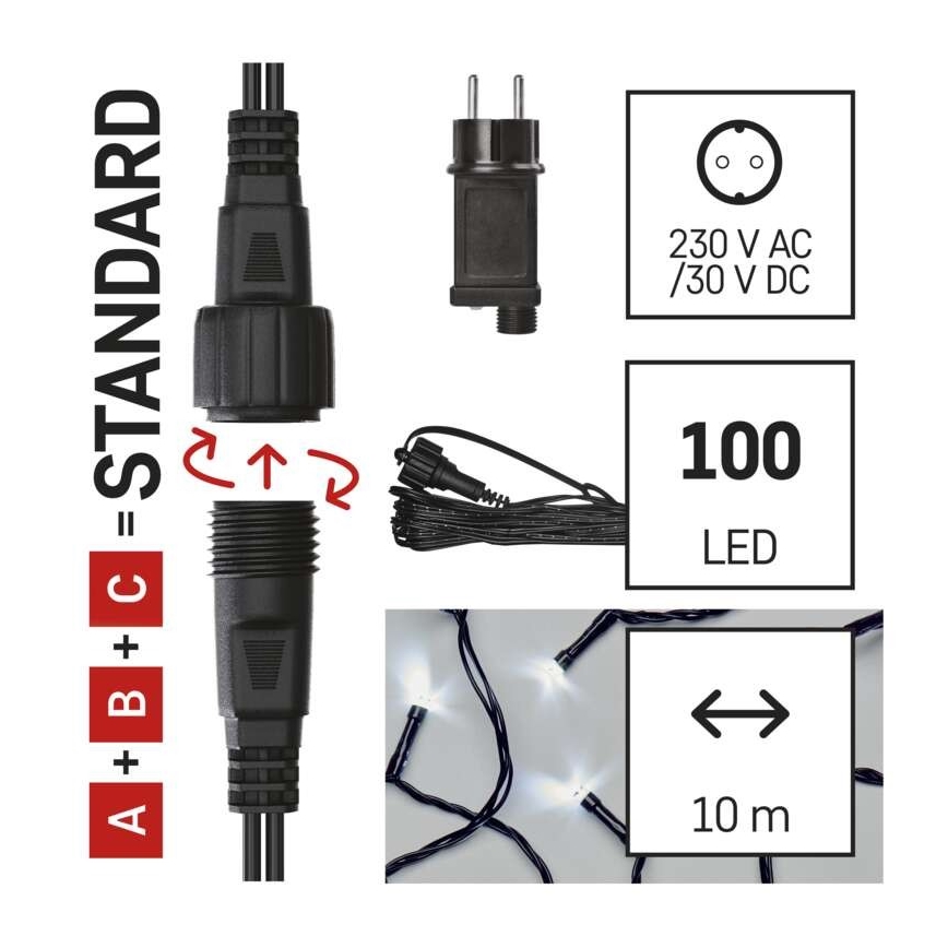 LED świąteczny łańcuch świetlny zewnętrzny 100xLED/15m IP44 zimna biel