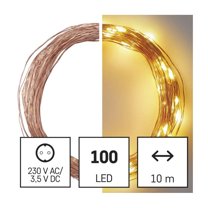 LED świąteczny łańcuch zewnętrzny 100xLED/15m IP44 ciepła biała