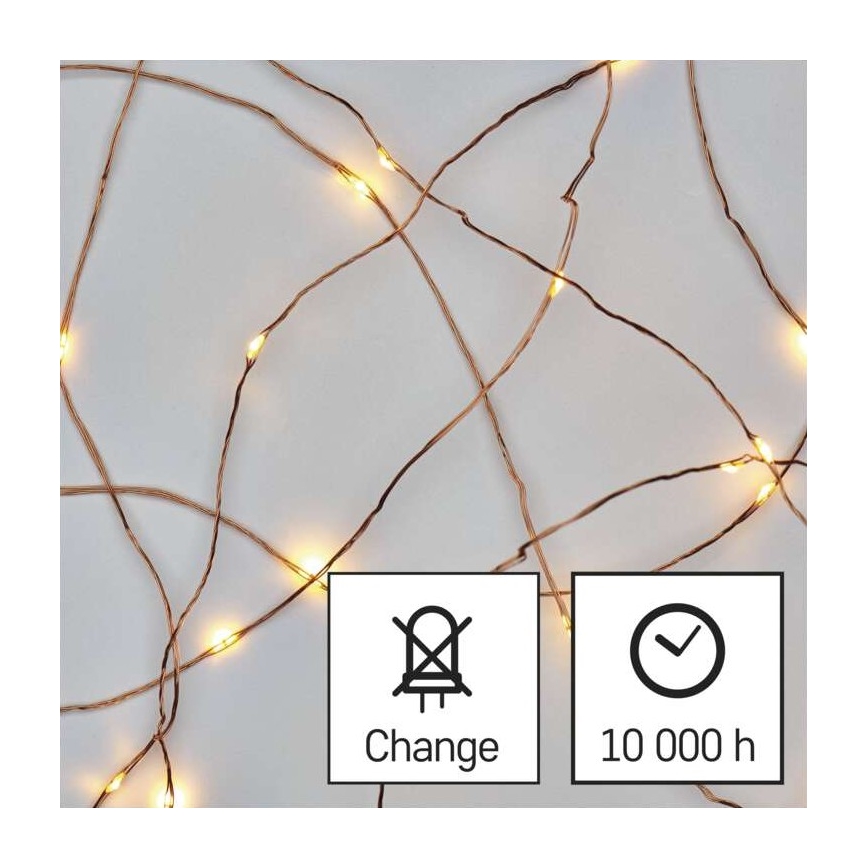 LED świąteczny łańcuch zewnętrzny 40xLED/9m IP44 ciepła biała
