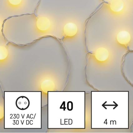 LED świąteczny łańcuch zewnętrzny 40xLED/9m IP44 ciepła biel