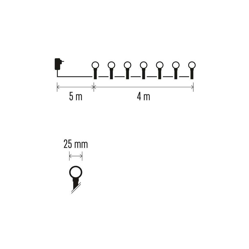 LED świąteczny łańcuch zewnętrzny 40xLED/9m IP44 ciepła biel