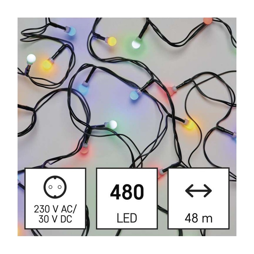 LED świąteczny łańcuch zewnętrzny 480xLED/53m IP44 wielokolorowy