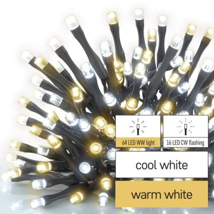 LED świąteczny łańcuch zewnętrzny 80xLED/2 funkcje 13 m IP44 białe (ciepłe/zimne)