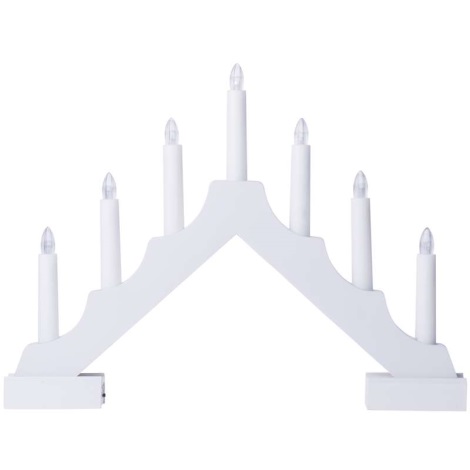 LED Świąteczny świecznik CANDLESTICK 7xLED/0,42W/2xAA biały