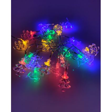 LED Świąteczny zewnętrzny łańcuch 20xLED/2xAA 2,2 m IP44 wielokolorowy choinki i renifery