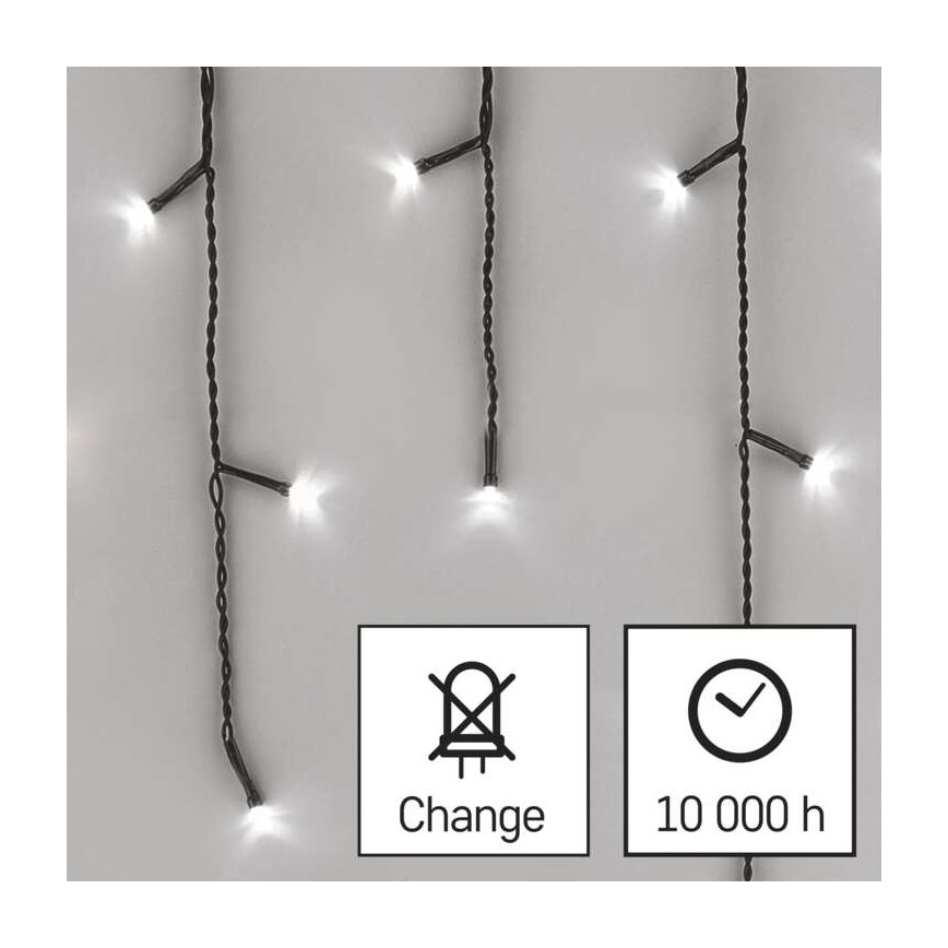 LED Świąteczny zewnętrzny łańcuch 600xLED/8 trybów 15m IP44 zimna biel