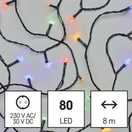 LED Świąteczny zewnętrzny łańcuch 80xLED/13m IP44 wielokolorowy