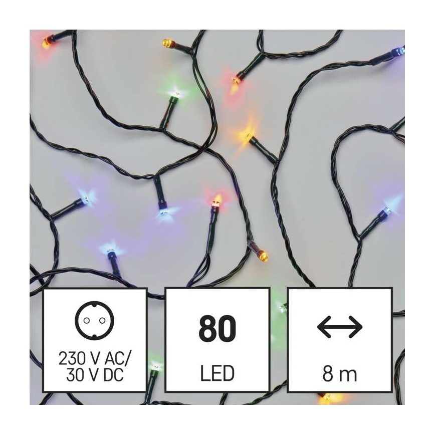 LED Świąteczny zewnętrzny łańcuch 80xLED/13m IP44 wielokolorowy