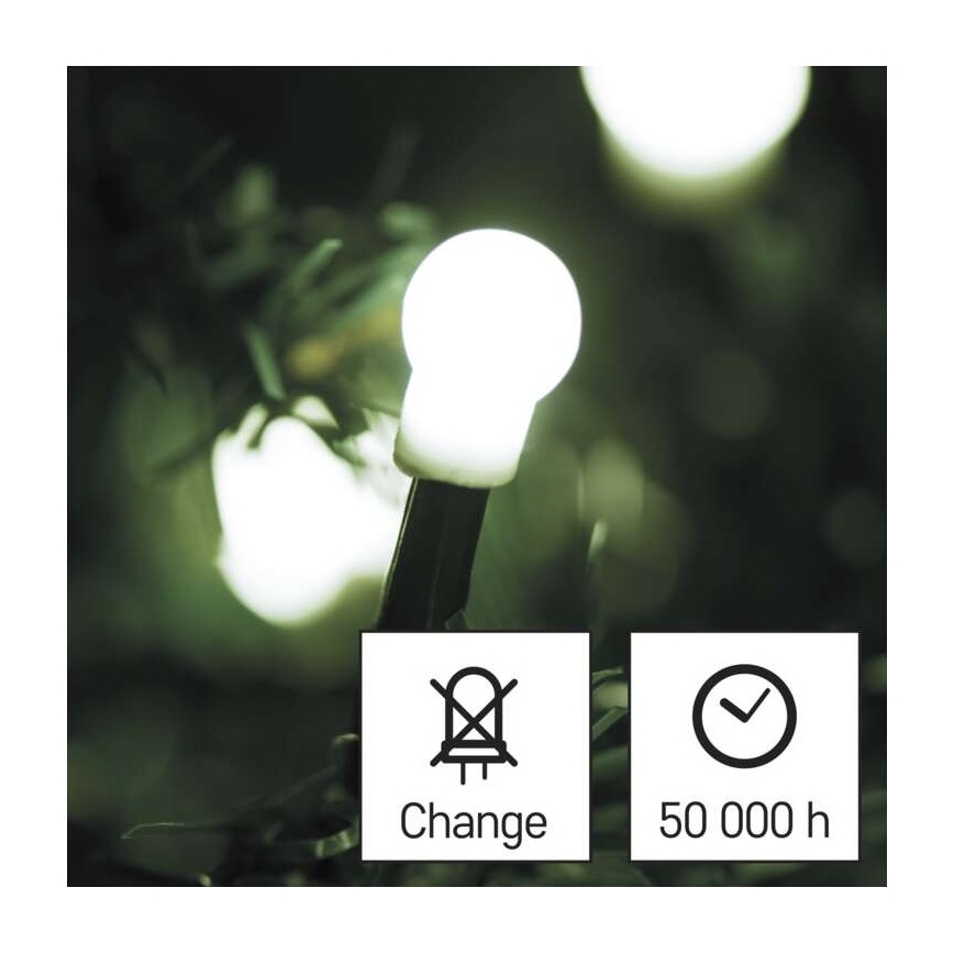 LED Świąteczny zewnętrzny łańcuch 80xLED/13m IP44 zimna biel