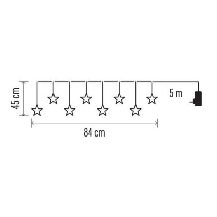 LED Świąteczny zewnętrzny łańcuch 8xLED/5,84m IP44 gwiazdy