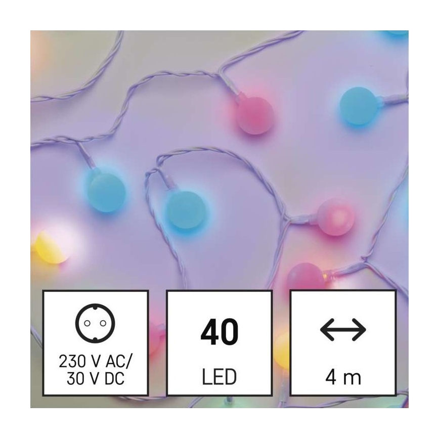LED świąteczny zewnętrzny łańcuch świetlny 40xLED/9m IP44 wielokolorowy