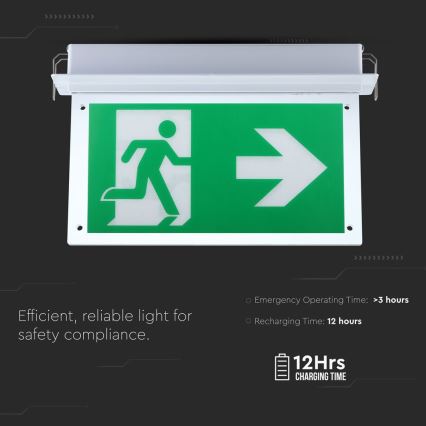 LED Światło awaryjne EMERGENCY EXIT SAMSUNG CHIP LED/2W/230V 6000K