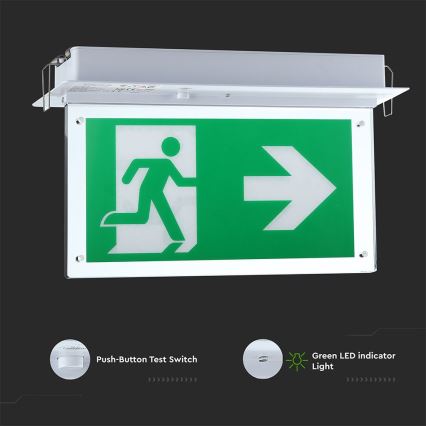 LED Światło awaryjne EMERGENCY EXIT SAMSUNG CHIP LED/2W/230V 6000K