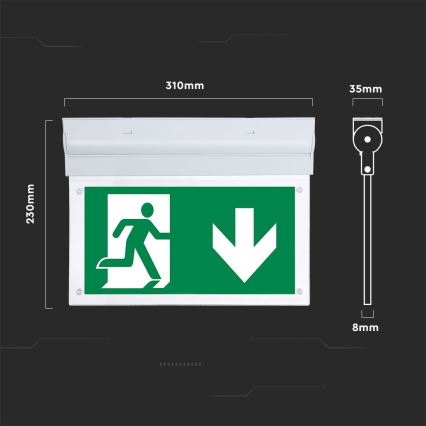 LED Światło awaryjne EMERGENCY EXIT SAMSUNG CHIP LED/2W/230V 6000K