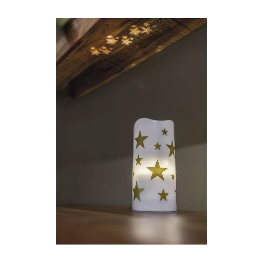 LED Świeczka świąteczna LED/3xAAA gwiazdy ciepła biel