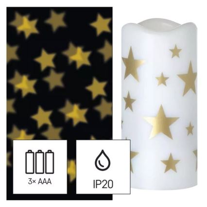 LED Świeczka świąteczna LED/3xAAA gwiazdy ciepła biel