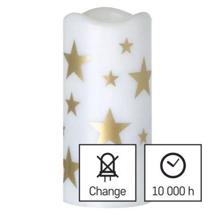 LED Świeczka świąteczna LED/3xAAA gwiazdy ciepła biel