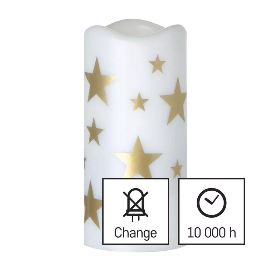 LED Świeczka świąteczna LED/3xAAA gwiazdy ciepła biel