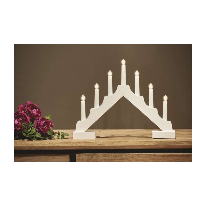 LED Świecznik bożonarodzeniowy 7xLED/2xAA biały