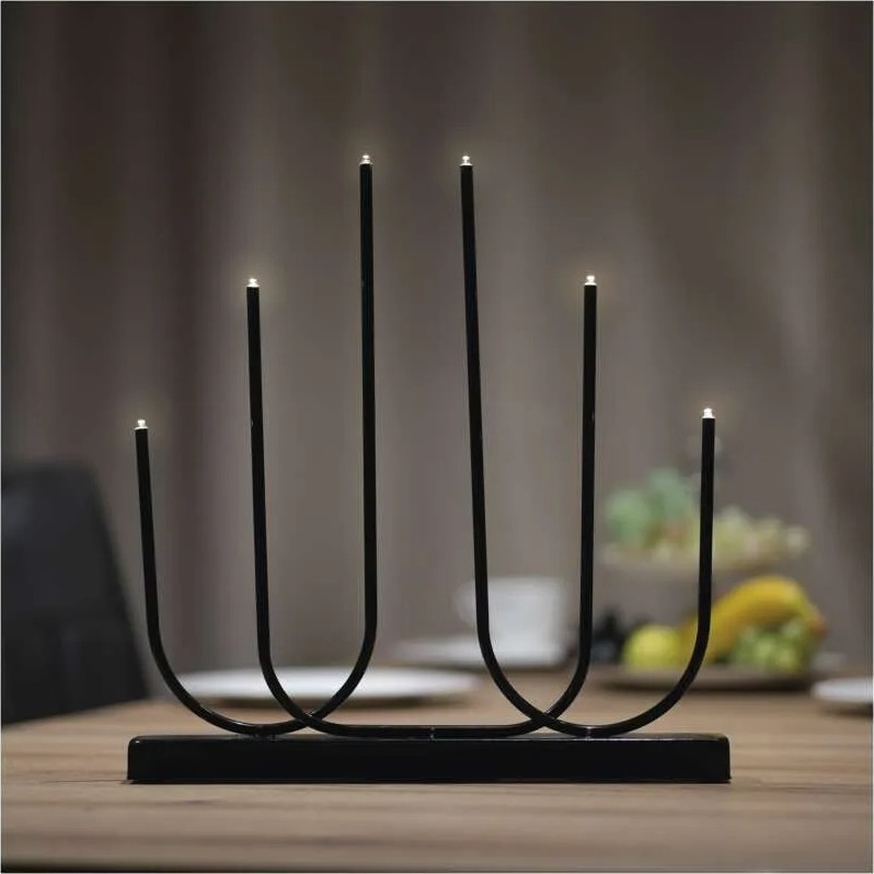 LED świecznik świąteczny 6xLED/2xAA czarny