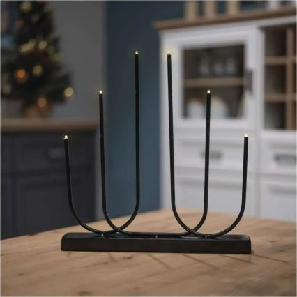 LED świecznik świąteczny 6xLED/2xAA czarny