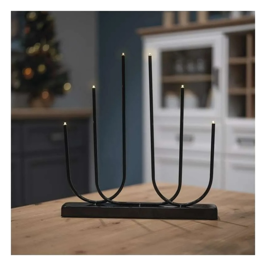 LED świecznik świąteczny 6xLED/2xAA czarny