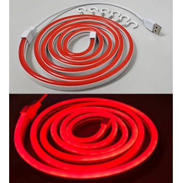 LED Taśma elastyczna NEON LED/5V USB 1,8 m czerwona