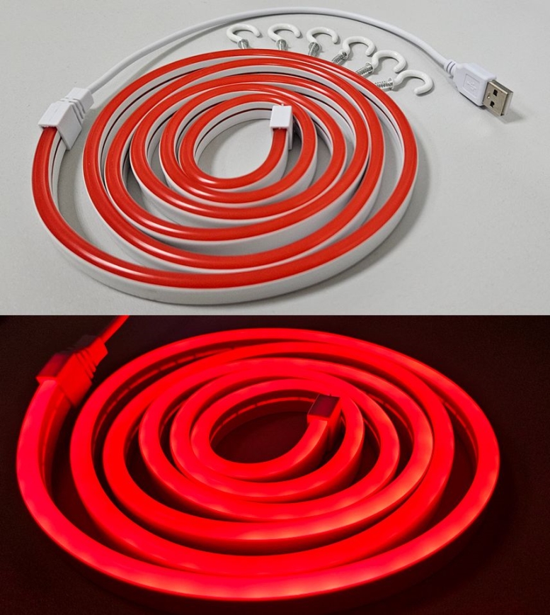 LED Taśma elastyczna NEON LED/5V USB 1,8 m czerwona