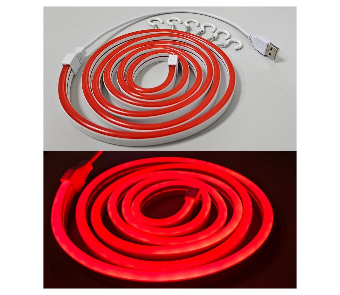 LED Taśma elastyczna NEON LED/5V USB 1,8 m czerwona