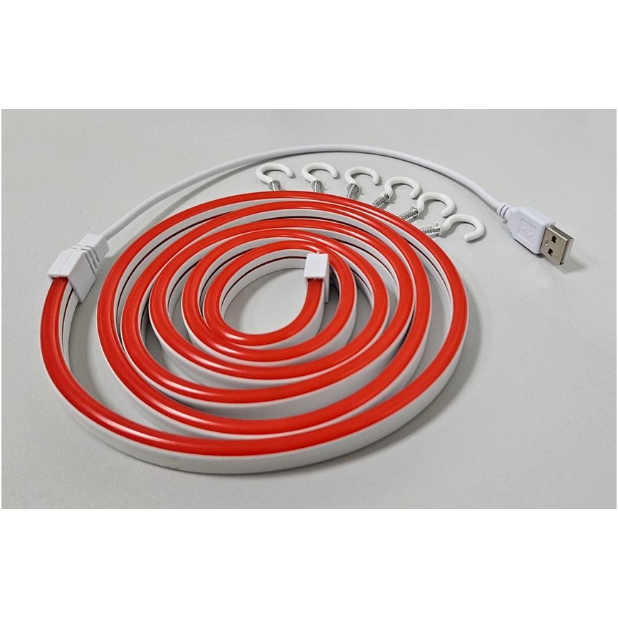 LED Taśma elastyczna NEON LED/5V USB 1,8 m czerwona