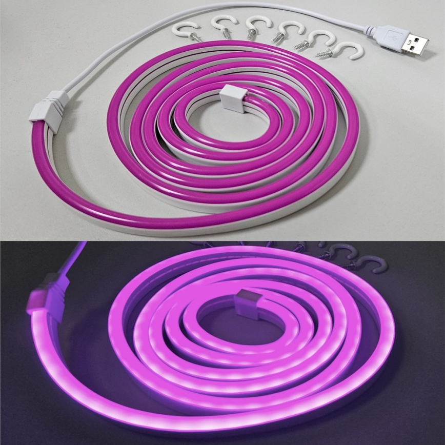 LED Taśma elastyczna NEON LED/5V USB 1,8 m fioletowa