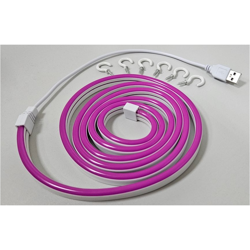 LED Taśma elastyczna NEON LED/5V USB 1,8 m fioletowa