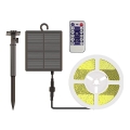 LED Taśma solarna ściemnialna LED/1,2W/3,7V 3000K IP67 1500 mAh 5m + zdalne sterowanie