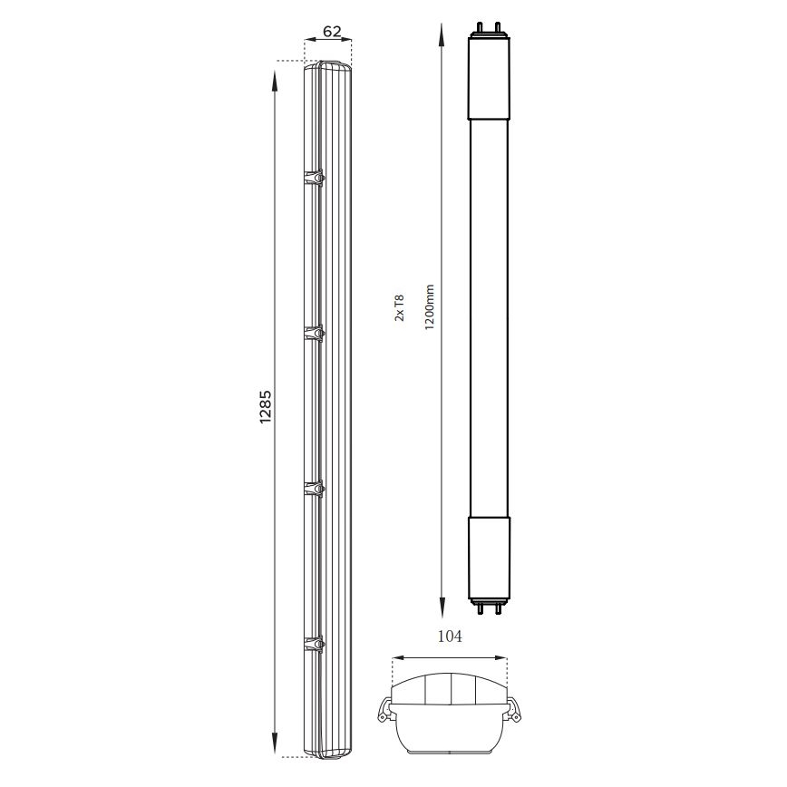 LED Techniczna oprawa świetlówkowa T8 2xG13/18W/230V 4000K IP65 128,5 cm