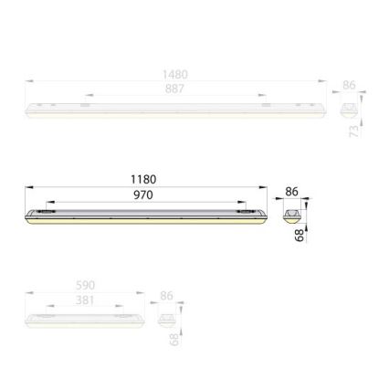 Brilum OP-ML1236-40 - LED Lampa świetlówka MARENA LINX 120 LED/36W/230V IP65
