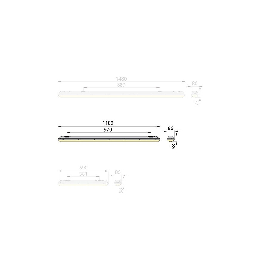 Brilum OP-ML1236-40 - LED Lampa świetlówka MARENA LINX 120 LED/36W/230V IP65