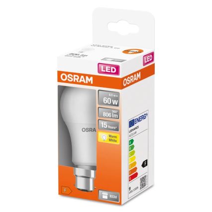 LED Żarówka A60 B22d/8,5W/230V 2700K - Osram